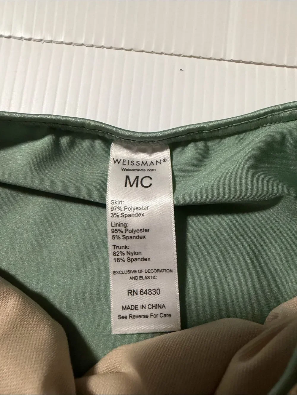 Weissman Elite dance costume 2 piece August 15286 sage green MC-Medium child